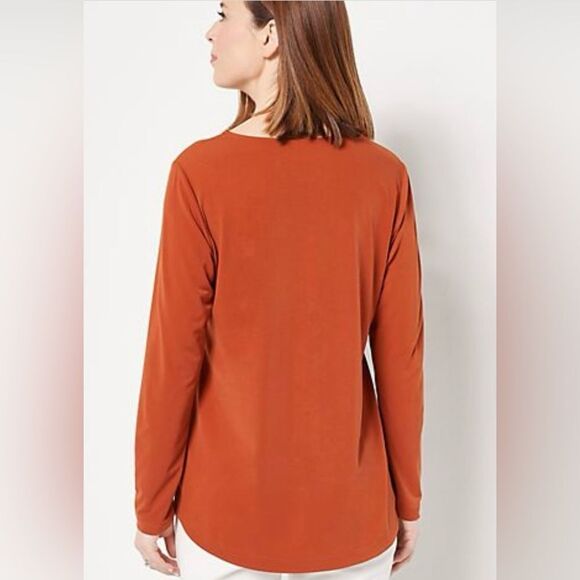 Susan Graver Long Sleeve V-Neck Top - XL - Pumpkin - EUC; clean/smoke-free home - Picture 4 of 8